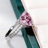 Romantic and elegant heart-shaped pink diamond zircon ring set for women's fashionable temperament, versatile ring