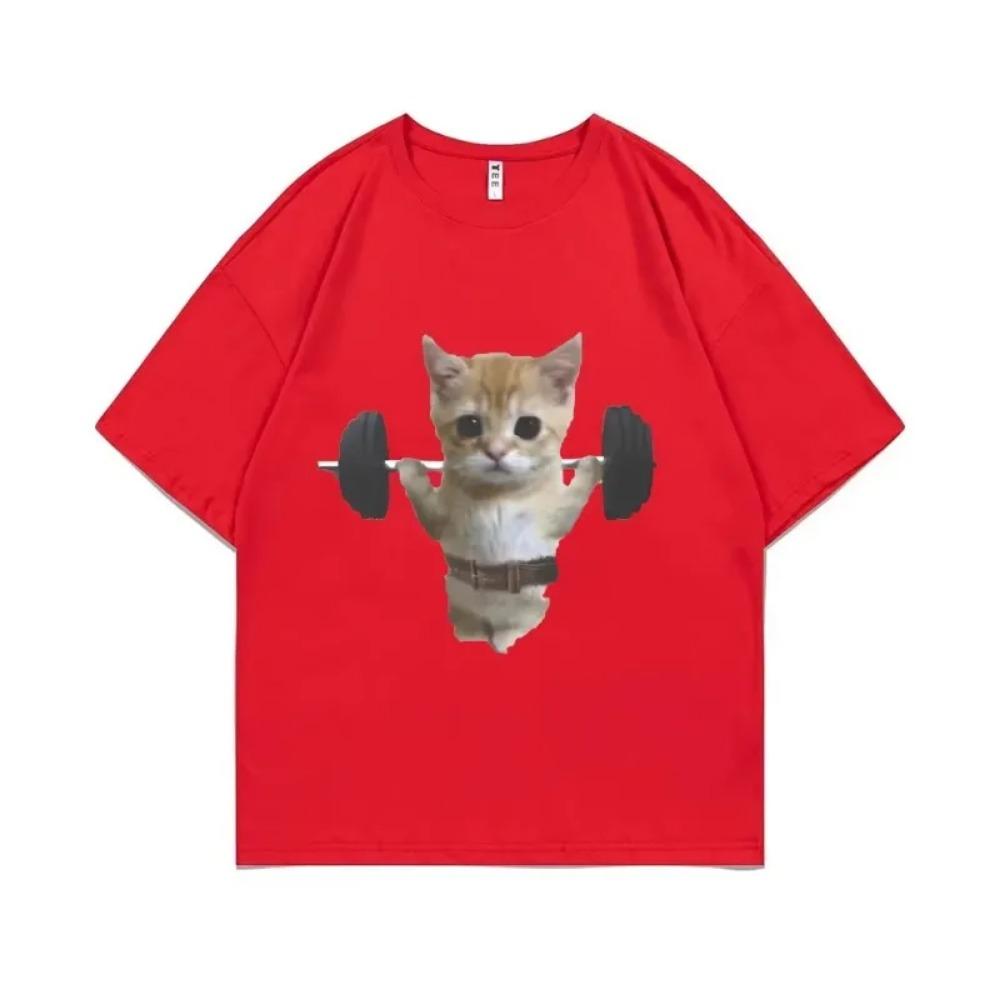 Summer Funny Gym Sam Sulek Cat Graphic Print T-shirts Men Women Fitness Pump Cover Tshirt Woman Meme T Shirt Short Sleeve