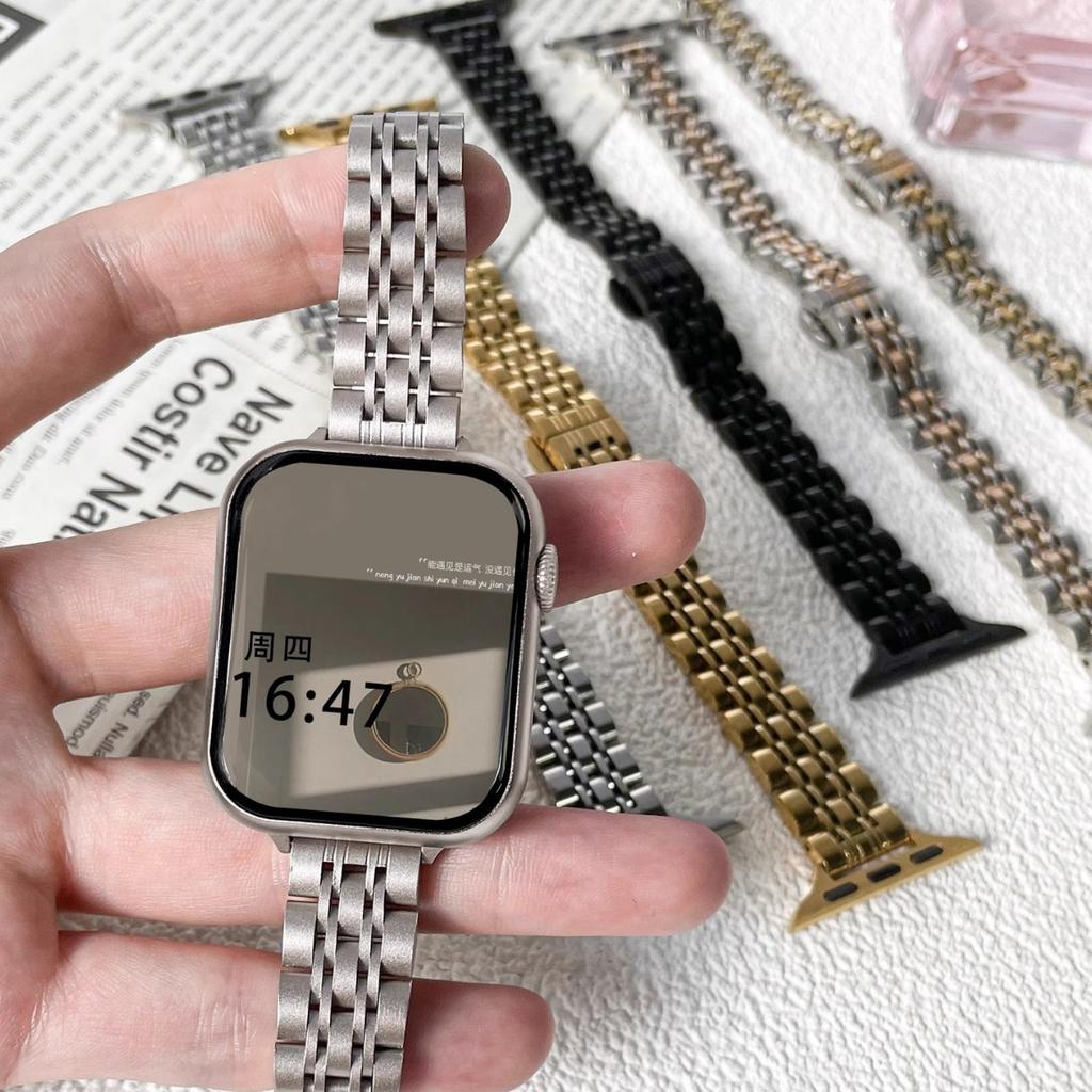 Applicable to Apple iwatch9 seven-bead small waist stainless steel strap apple watch8 women's watch strap