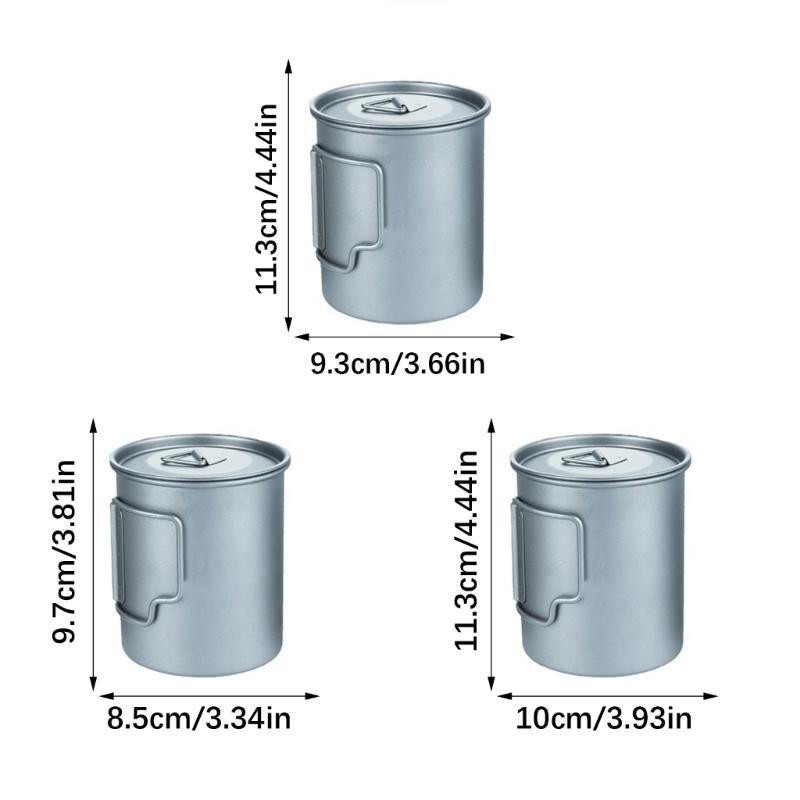 Multipurpose Portable Metal Coffee Cup Outdoor Camping Mug with Foldable Handle and Lid Water Cup Mug Easy To Use