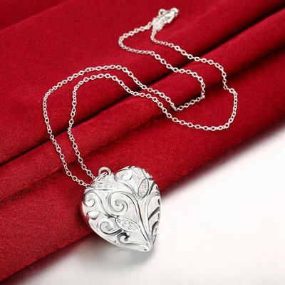 Japan und Südkorea Einfacher Herzanhänger Mode Rolo Halskette Damen Exquisite Steinbesetzte Stereo-Herz Halskette Schmuck