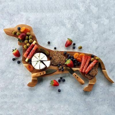 Wooden Dachshund Tray Cheese Board Solid Wood Dinner Plate Wooden Deli Board Fruit Cutting Board Platter Table Decoration