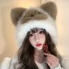Thicken Fluffy Pullover Cap Soft Woolen Hat Winter Animals Ears Beanie Hat  Skiing