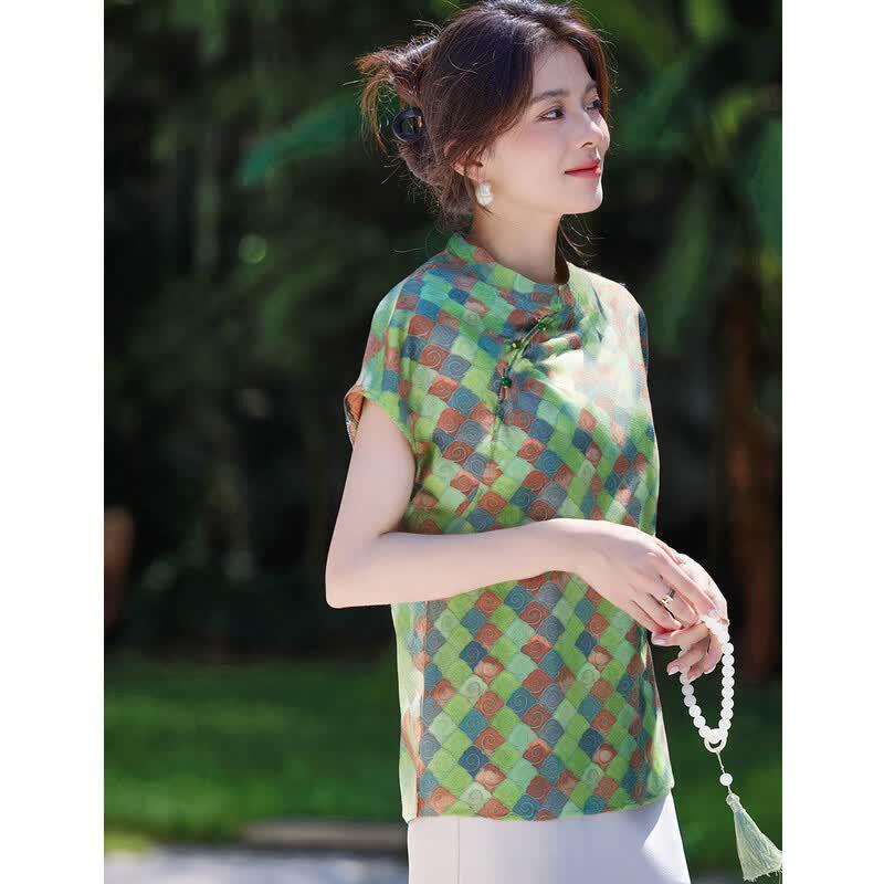 ORIGIN Women s Chinese Style Printed Sleeveless Cardigan M