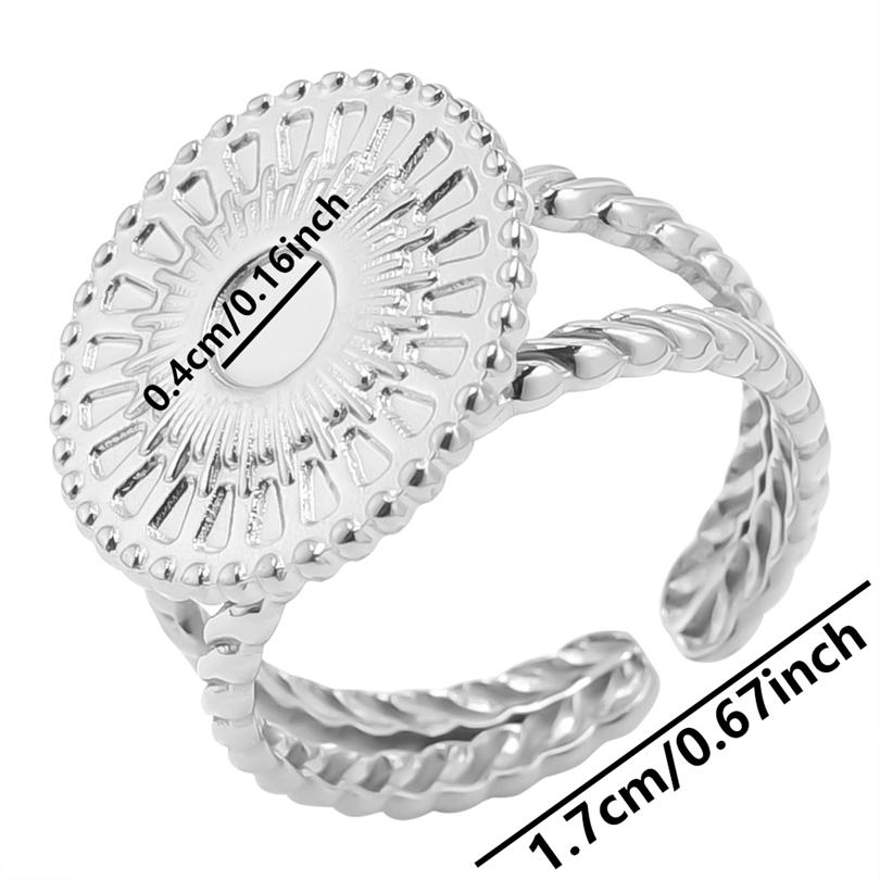 1pcs Crown Heart Shell Charm Ring Two/Three Layered Adjustable Stainless Steel Rings For Women Men Accessories Vintage Jewelry