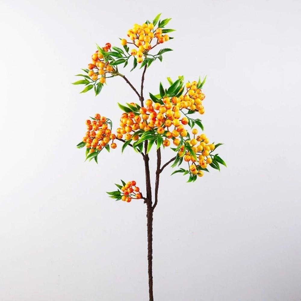 Green Leaves Artificial Foam Berries Branch Luxury Plastic Simulation Fruit Tree Elegant Faux Good Luck Fruits Fake Plants