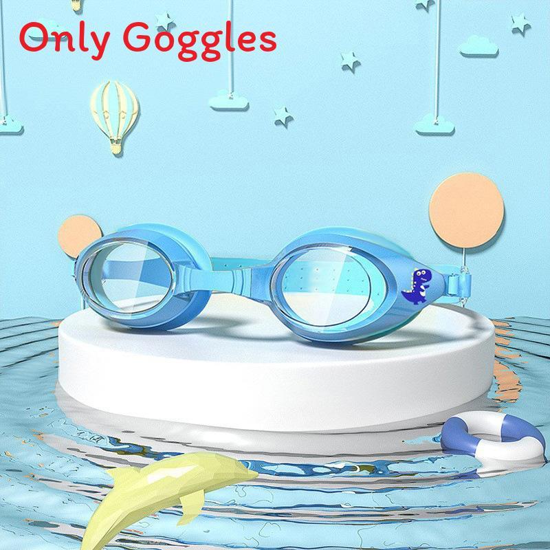 Kids Waterproof Antifog Swim Goggles With Cartoon Design For Children Pool Use синий