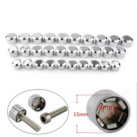 10 Stück Motorrad Zylinderkopfschrauben Abdeckungen Schrauben Topper Kappen CNC Universal Für Harley Davidson Modelle Innen Chrom