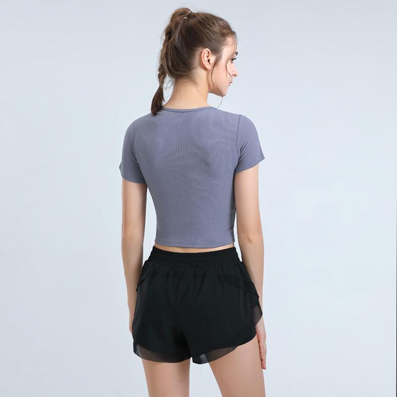 New Yoga Clothing Tops Short-sleeved T-shirt Women Summer Tight Sports Running Stretch Breathable Fitness Tops