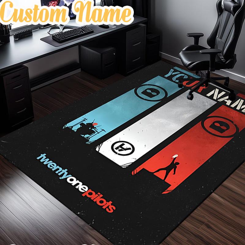 Custom Name Twenty One Pilots Music Evolution Rug, Office Rug, Chair Rug, Carpet for Living Rooms, Doormat Game Rug Home Decor Christmas Gifts