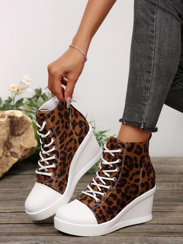 Foreign Trade Large Size Slope Heel High Top Canvas Shoes Women's Summer New Fashion Versatile Thick Sole Heightening Casual Shoes Spot