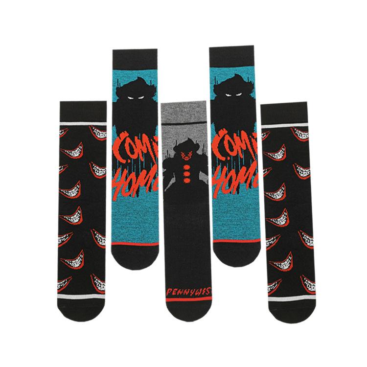 5 Pairs/Pack Men Funny Socks Casual Hip Hop Creative Cartoon Novelty Calcetines Hombre Street
