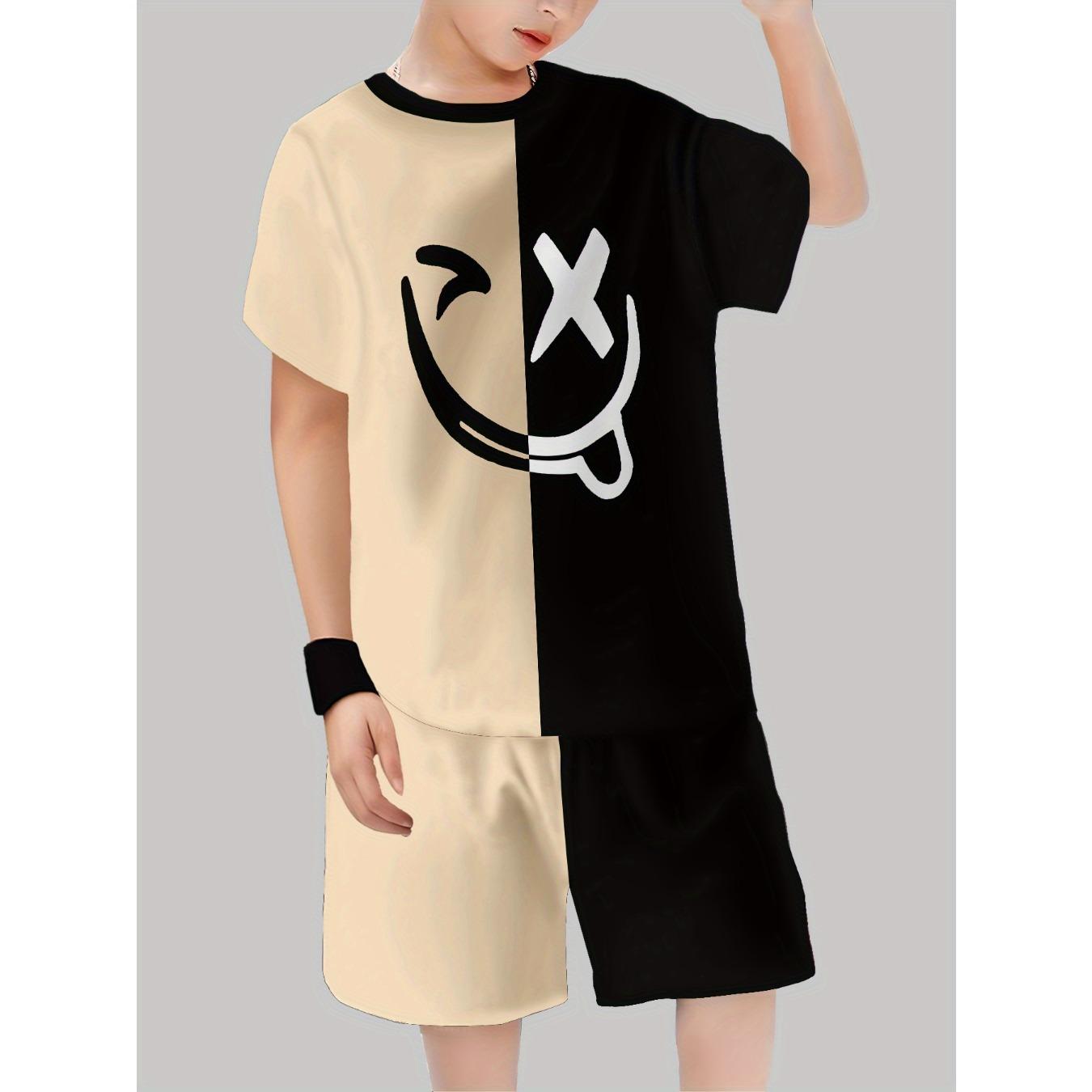 

boy Fashion 3D Printed Casual Pullover T-Shirt and Shorts Set, Outdoor T-Shirt and Shorts 5-6Y