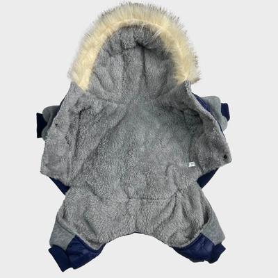 Combinaison pour chien Imperméable Veste pour chien Coupe-vent Épaisse Capuche pour animal de compagnie Chaleureux Hiver Vêtements pour chien Promenade quotidienne
