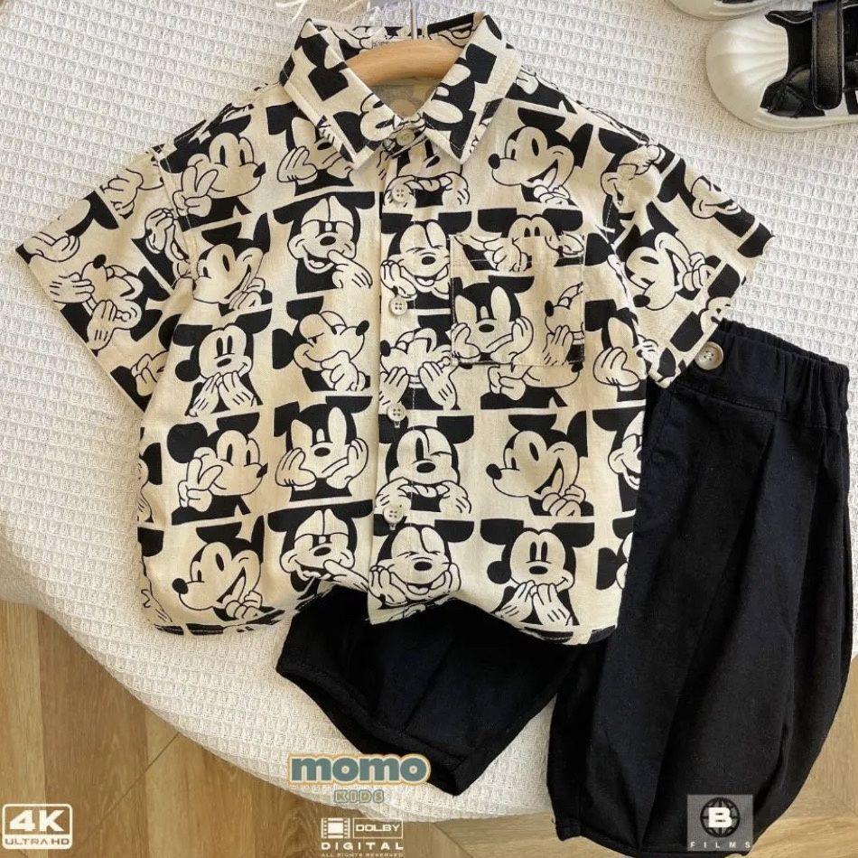 Kids' 2025 Summer Cartoon Print Short-Sleeve Korean-Style Shirts for Boys