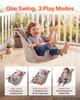Baby Swing 30 kg Weight Capacity 3 Modes Canvas Hammock Swing Gray, for Indoor and Outdoor, 5-Point Harness and Tree Straps, Wooden Hanging Seat with