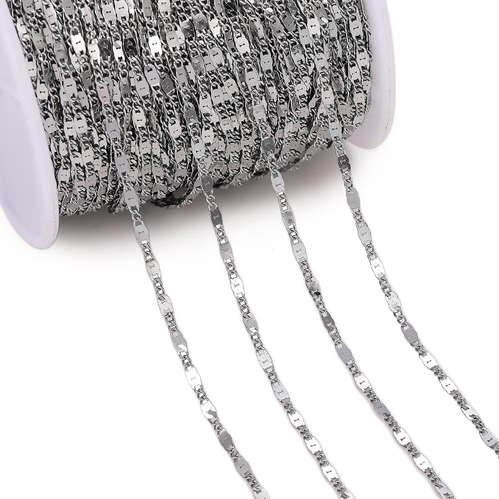 1m Stainless Steel Welding Chain Golden/Steel Flat Round Ring Chain for DIY Jewelry Bracelet Necklace Choker Making Accessories