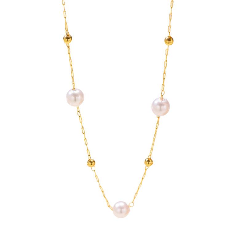 Summer New Temperament Versatile Baroque Pearl Necklace Women's Natural Stone Necklace Women's Simple and Advanced Sense