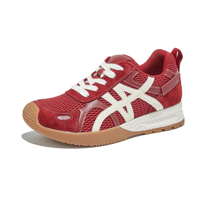 Leather red Dexun shoes women's 2025 autumn new women's shoes commuting versatile shoes women's casual platform sports shoes