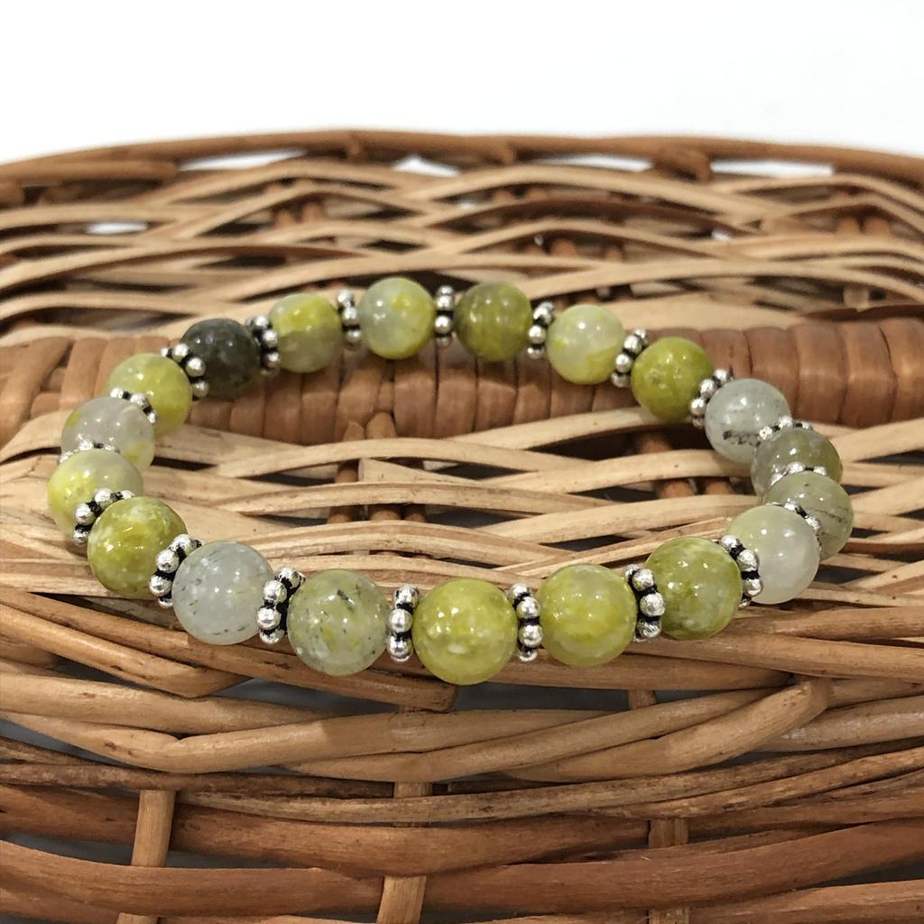 Serpentine A Gemstone Bracelet 7.5" : Designer Chakra Bracelet, Unisex Bracelet For Gift CSB-37