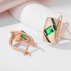 Kinel Dark Green Opal Zircon English Earrings For Women Vintage Rose Gold Color Black Fine Jewelry