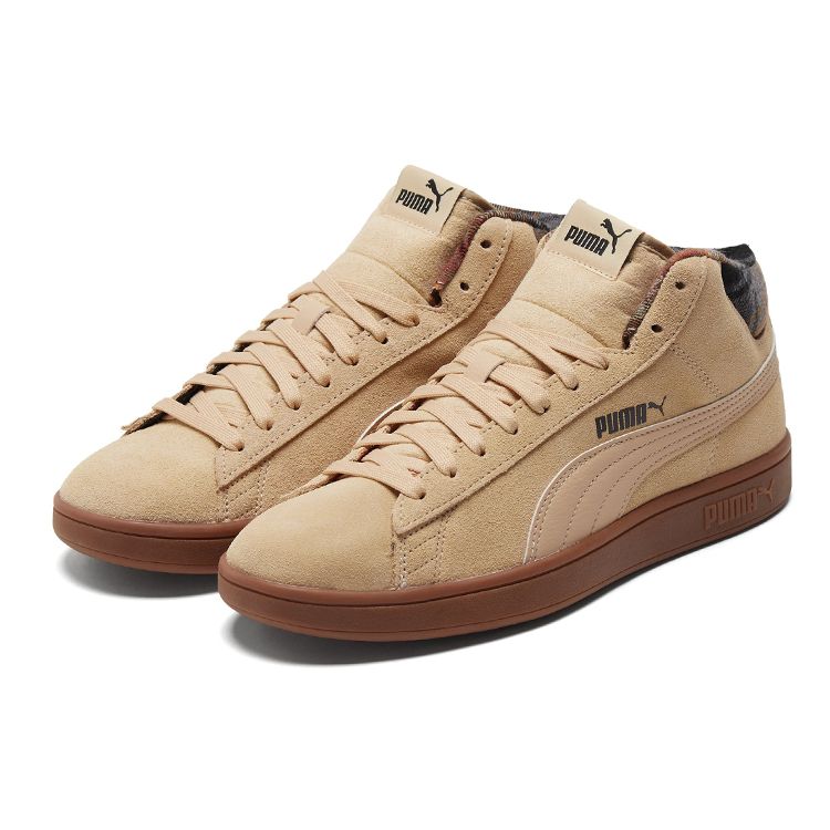 Puma Smash V2 Mid WTR Plaid - Pebble Unisex Sneakers Cream Urban-Red Black 385174-02