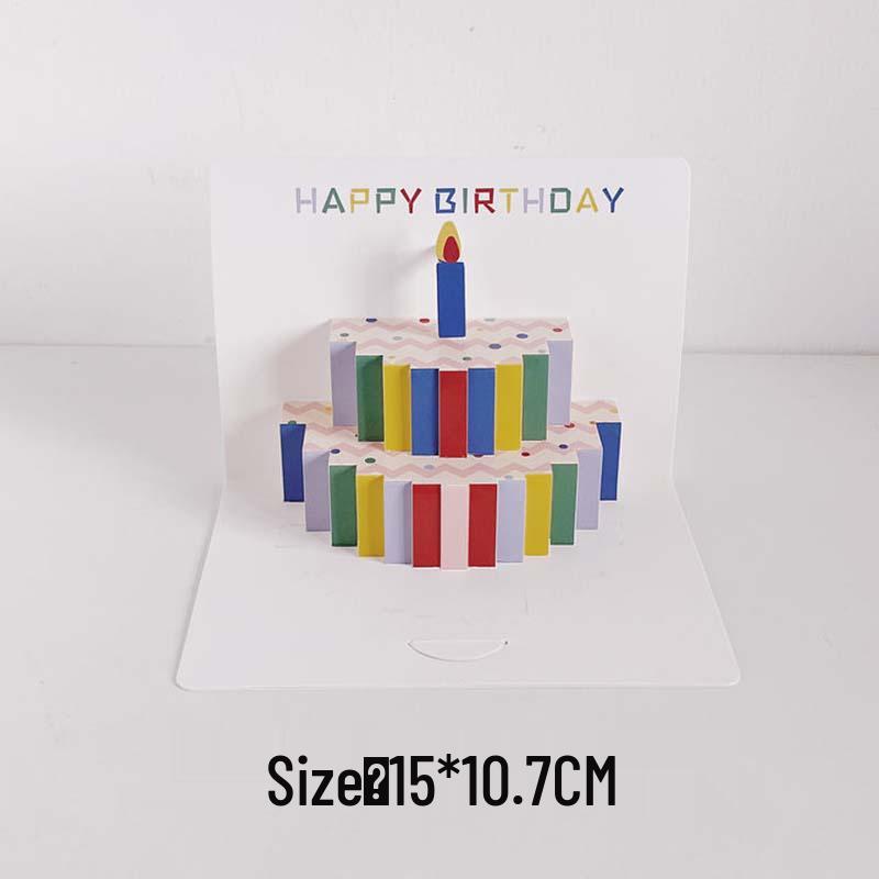 3D Handmade Qixi Festival Birthday Music Cake Greeting Card with Blessing Message
