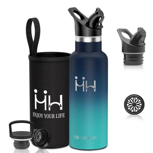 ASAKA 500ml Insulated Vacuum Insulated Stainless Steel Water Bottle, Lightweight, Direct Drinking, with Handle, Leak-Proof, Sports Drink Compatible, I