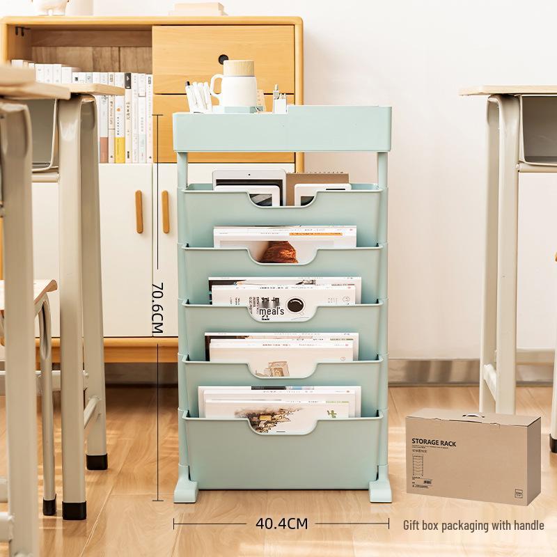 Mobile Bookshelf with Wheels for Classroom or Desk