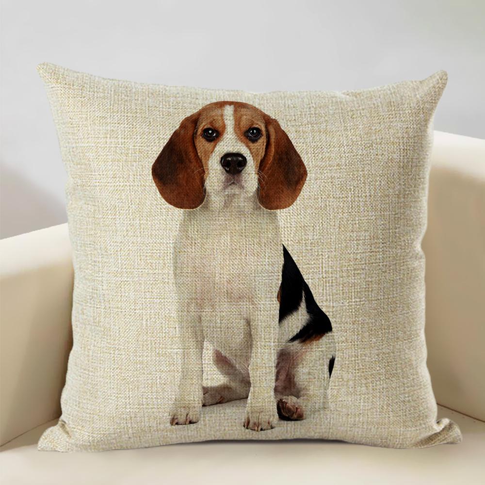 Nordic Animal Portrait Decorative Cushion Cover Dog Fashion Sofa Pillow Cover 45x45cm Linen Children's Gift Dog Companion