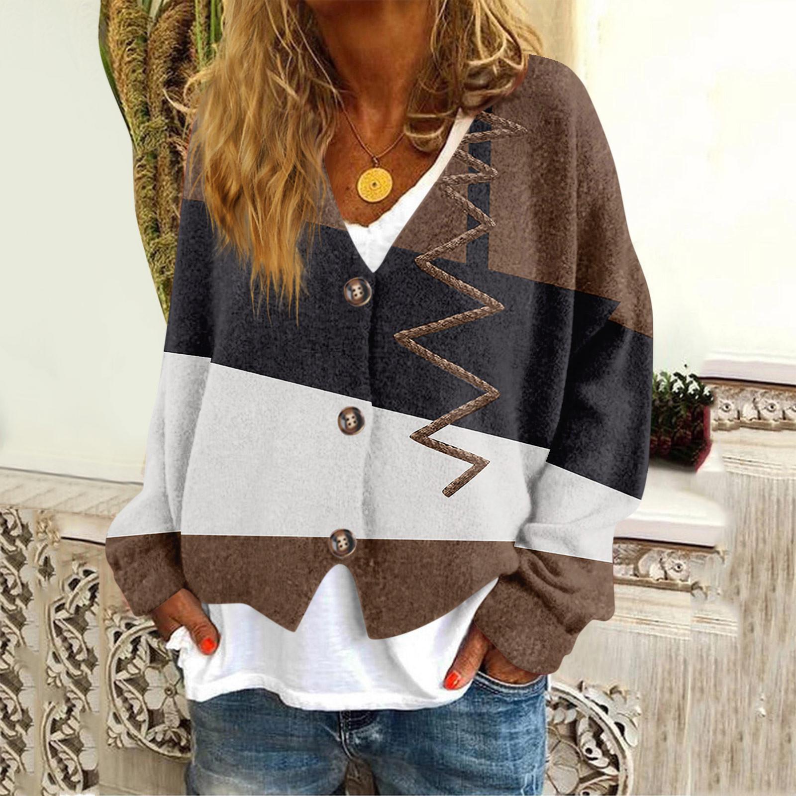 

Женская мода с длинным рукавом, рождественский принт «Снеговик-снежинка», куртка, кардиган M светло-коричневого