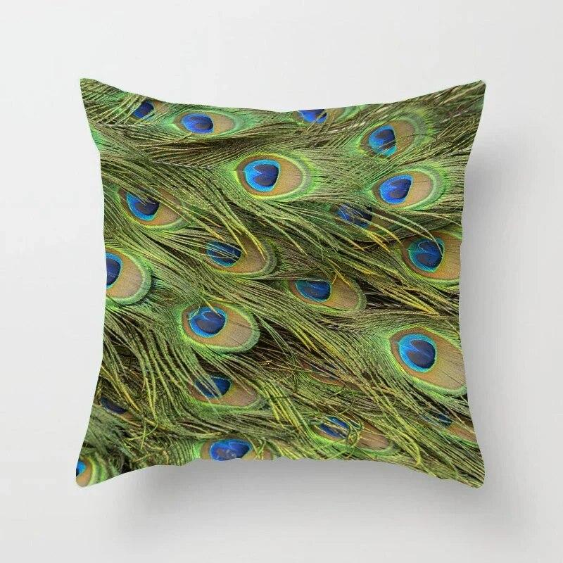 45*45cm Creative Peacock Feather Series Pillowcase Art Life Home Decoration Sofa Office Seat Waist Cushion  Cover