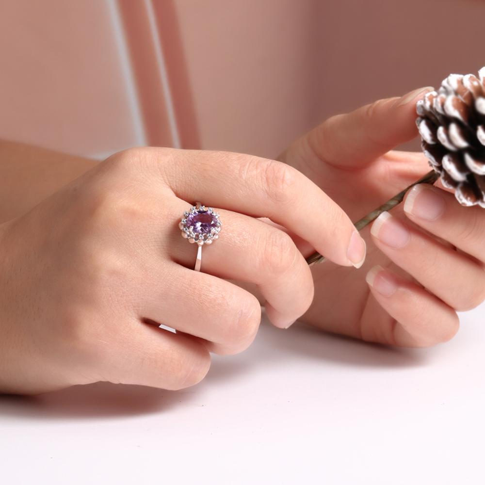 Crown design 925 sterling silver ring with color change synthetic Alexander nano gift for ladies and girls birthday