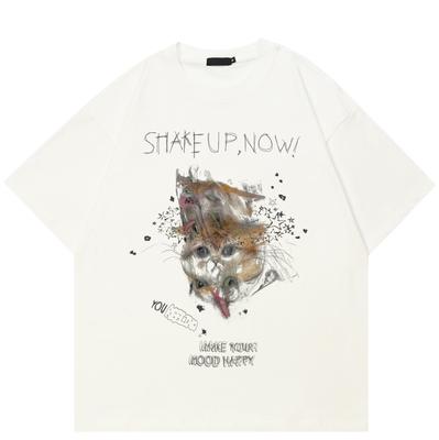 Streetwear Lustiges Katze Grafik T-Shirt Baumwoll T-Shirt Unisex Oberteile T-Shirts Sommer Kurzarm T-Shirt