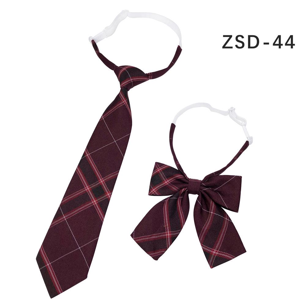 Unisex JK Collar Plaid Bowknot Flower Set - Polyester Cotton Student Uniform Accessory