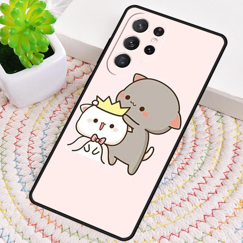 

Mochi Peach Cat Silicone Phone Case For Samsung Galaxy note 10 pro S26 S25 S24 S23 S22 S21 Plus S25Ultra Capa Cover Galaxy S22+ 5G