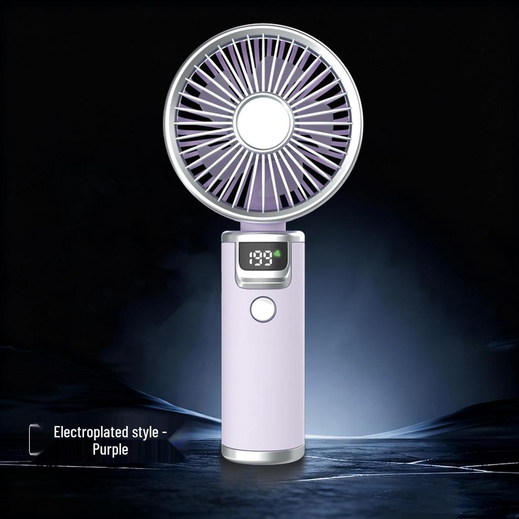 High-Speed Handheld USB Rechargeable Mini Fan with Digital Display