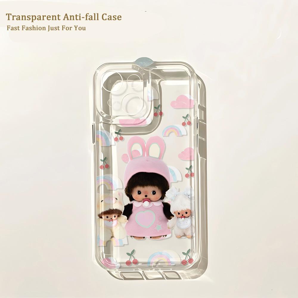 Süße Monchhichis Neue Handyhülle für IPhone 17 16 16e 15 14 13 12 11 Mini Pro Max X XR XSMax 7 8 Air Plus Transparente Rückseite