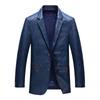 Leather Men's Suit Collar for Middle-aged and Elderly People, Plus Size Leather Suit, Leather Jacket, Business Casual Leather Suit