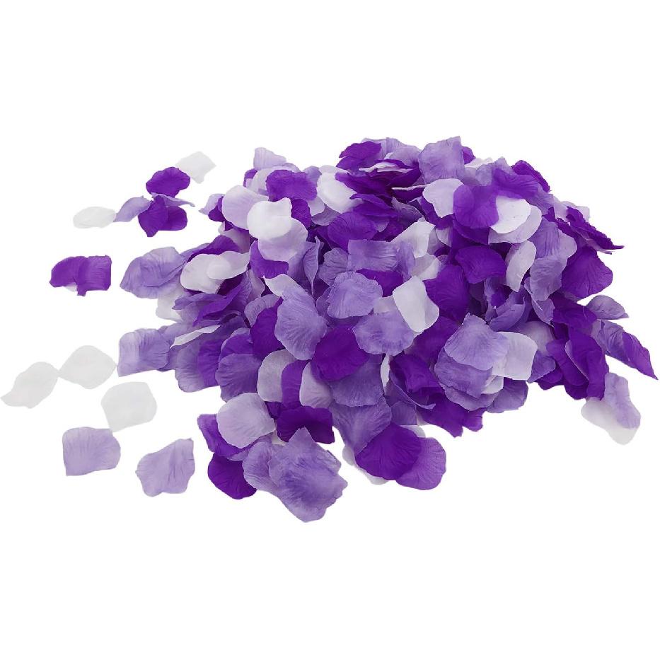 Joinwin 1200 PCS Purple Lavender White Mixed Artificial Silk Rose Petals for Wedding Party Favors Decoration and Vase Home Decor Wedding Bridal