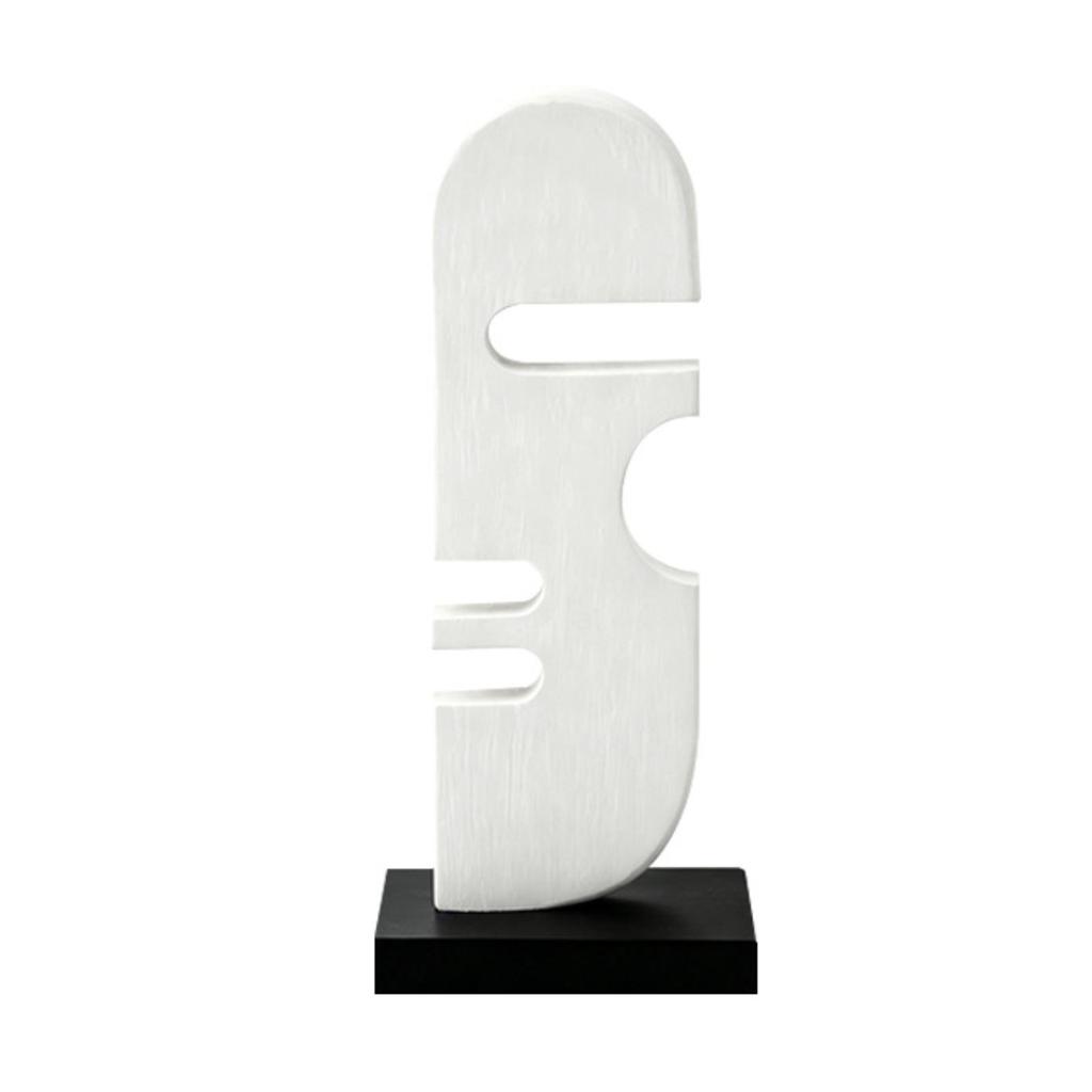 Wooden Facial Profile Decor with Rectangular Base Modern Geometric Cutout