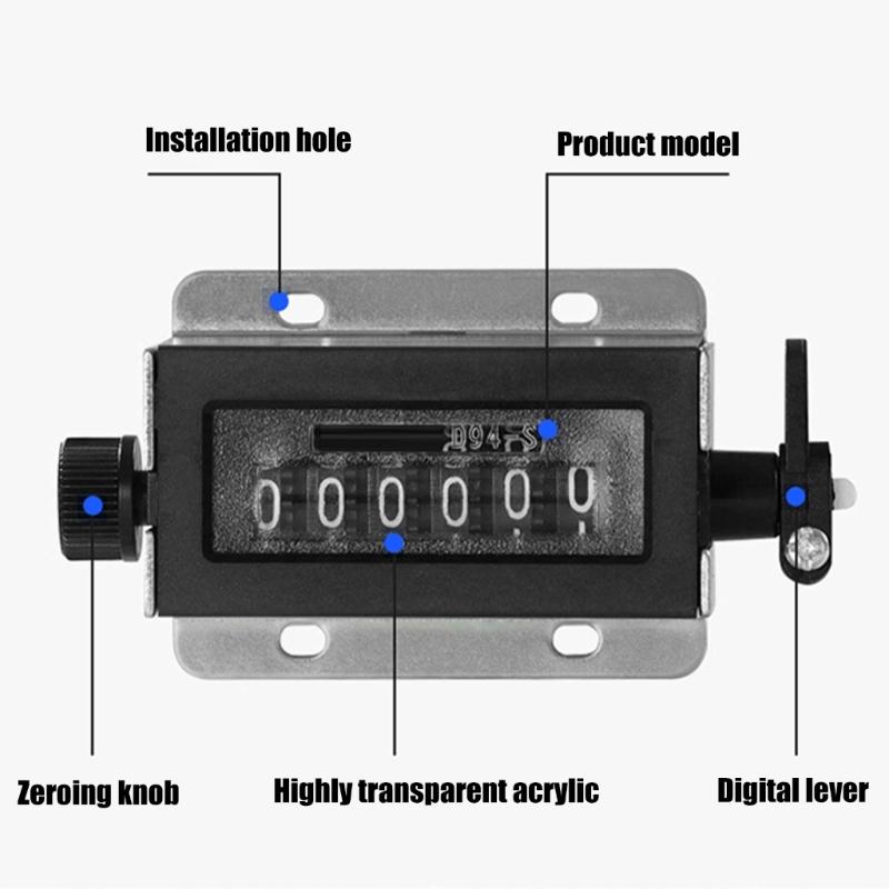 5/6 Digit Resettable Hand Pull Strokes Clickers Counter Manual Counter Industrial Punch Counting Device 0-99999/0-999999