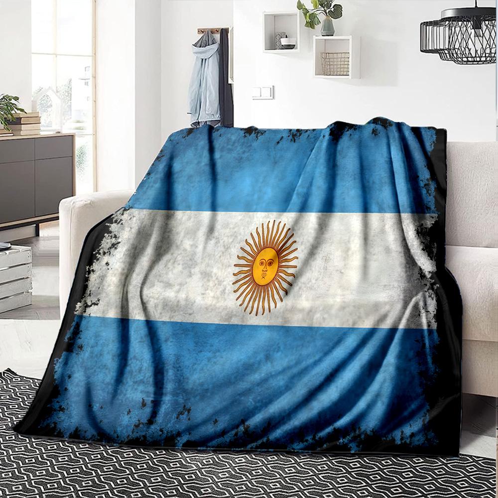 Argentina Flag Design Flannel Blanket, Soft Polyester, Modern Design, All-Season for Camping, Travel, Gifts for Holidays or Birthdays