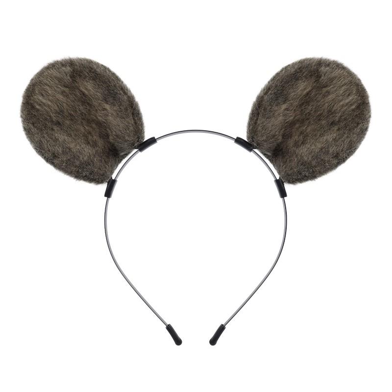 Handmade Plush Mouse Ears Headband With Tail Set Cosplay Animal Ear Costume Accessory Halloween Party