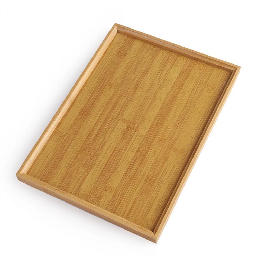 Rectangular Bamboo Tray Solid Color Wooden Fruit Snack Plates Household Kitchen Accessories Dinner Plates