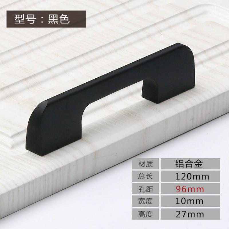 Modern Minimalist Black Aluminum Cabinet Pull Handle Wardrobe Kitchen Drawer Door Hardware