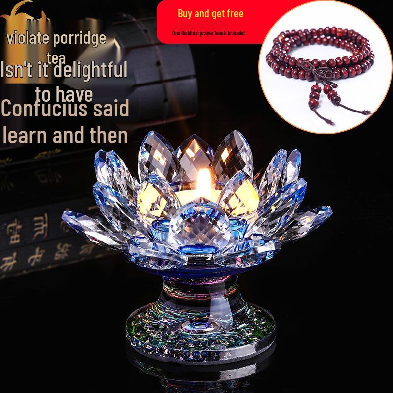 Kristall-Lotus-Glas-Kerzenhalter - Mehrfarbiges Ornament, Ewige Butterlampe für Heimdekoration