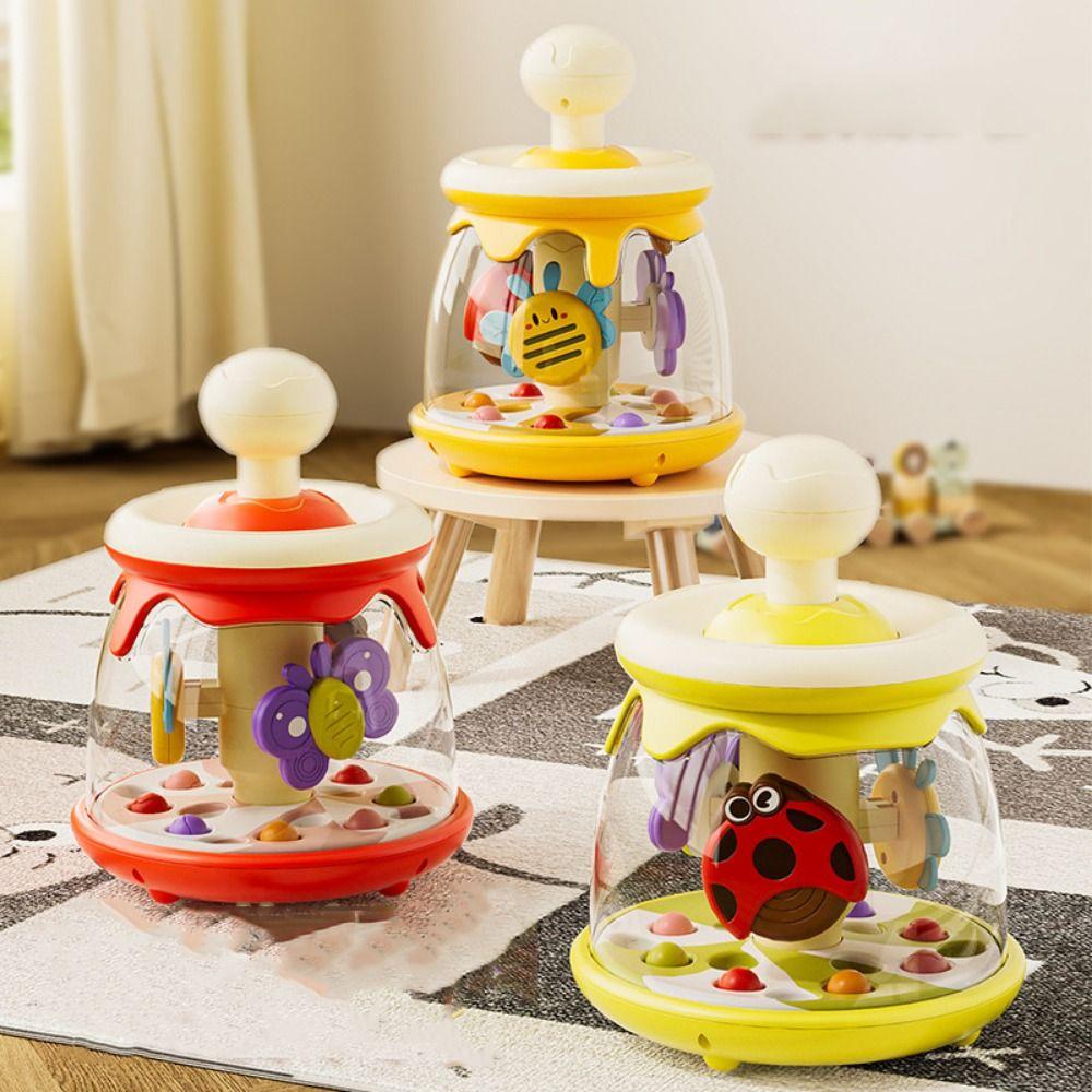 Portable Baby Pressing Jumping Ball Toy Rotating Push and Spin Carousel Activity Girls