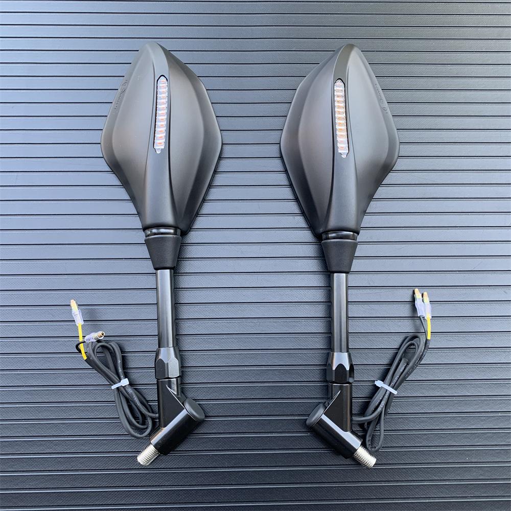 Motorcycle Black LED Turn Signals Rearview Mirrors 10mm For Honda Suzuki Kawasaki Yamaha Ducati BMW Street Scooter Bikes
