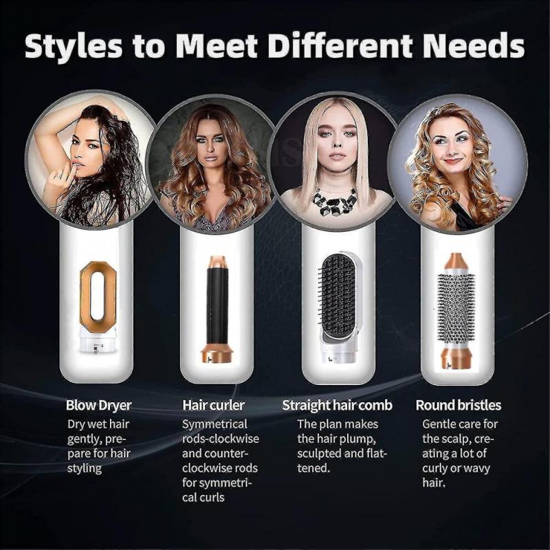 5 In 1 Hair Styler, Air Styler with Hot Air Brush Hair Dryer, Hair Straightener Pack (Platinum)
